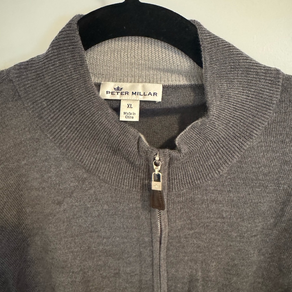 Peter Millar Charcoal Zip-Up Sweater